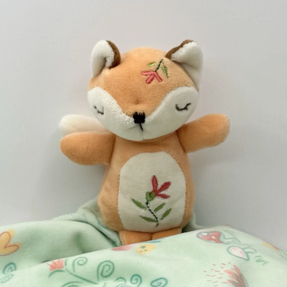 Mary Meyer Fairyland Fox Plush Lovey Security Blanket Floral Knotted Ends